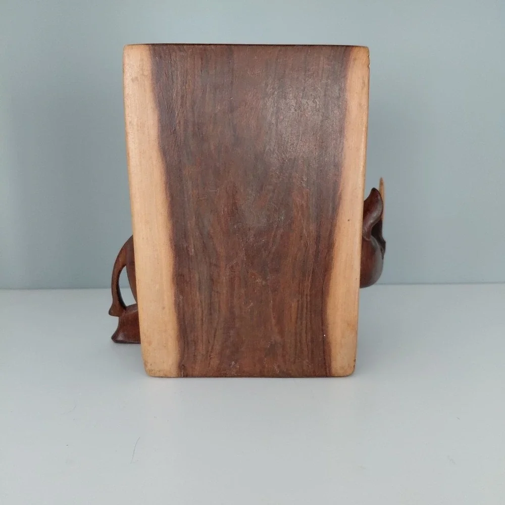 Vintage Hand‎ Carved Natural Wood African RHINO Bookends Heavy Artist Detailed - Picture 14 of 16